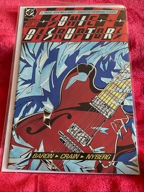 Vintage DC Sonic Disruptors Comic with Red Guitar and Blue Shards